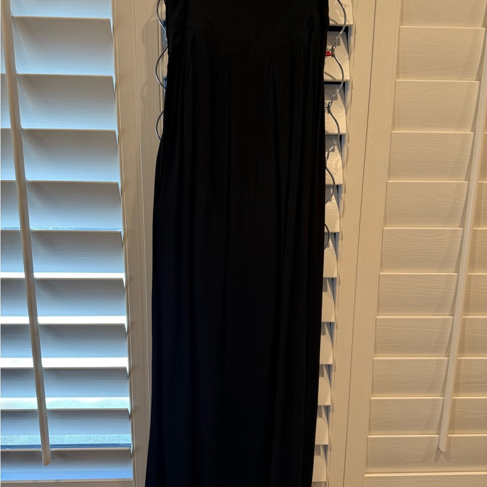 Black Maxi Skirt with Pleated V Waist